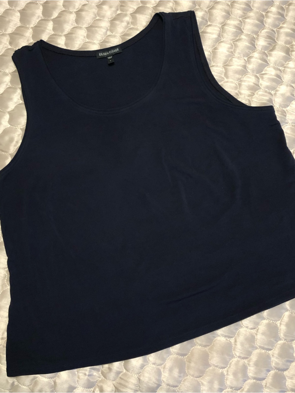 Eileen Fisher 100% Silk Tank | Minimalist Black Shell | Size L